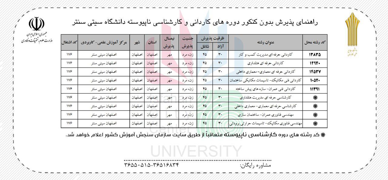 ثبت نام دانشگاه علمی کاربردی اصفهان سیتی سنتر