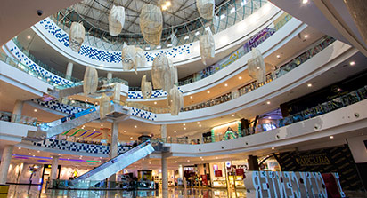 atrium at isfahan shopping complex, largest shopping mall in the world